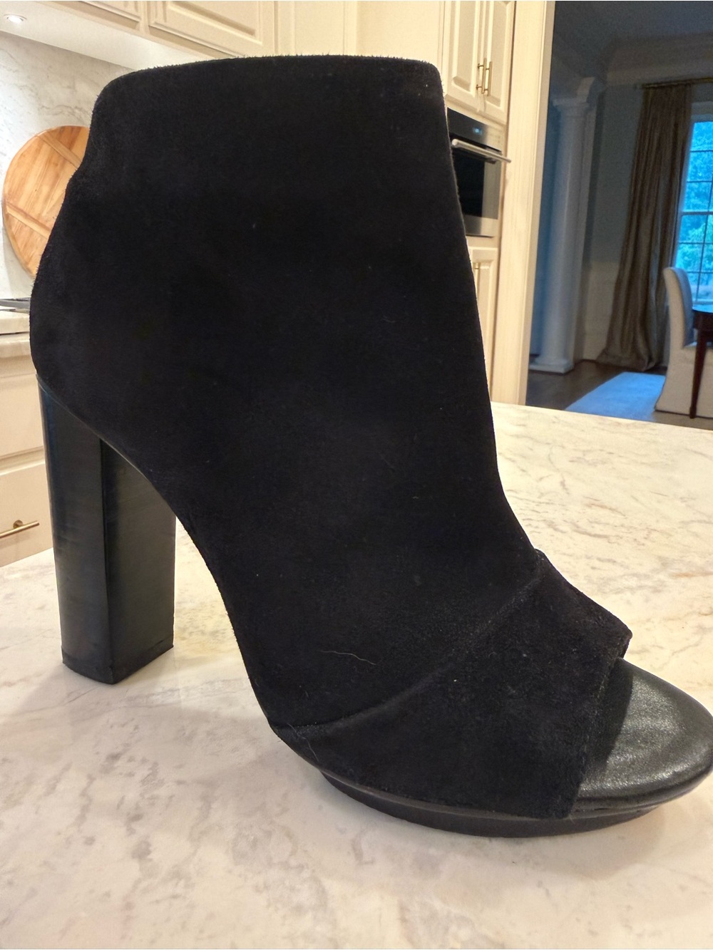 Joie Bria black suede peep toe bootie